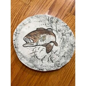 Shapes of Clay Bass Fish Plate Wall Decor Hand Painted Art Mt. St. Helens